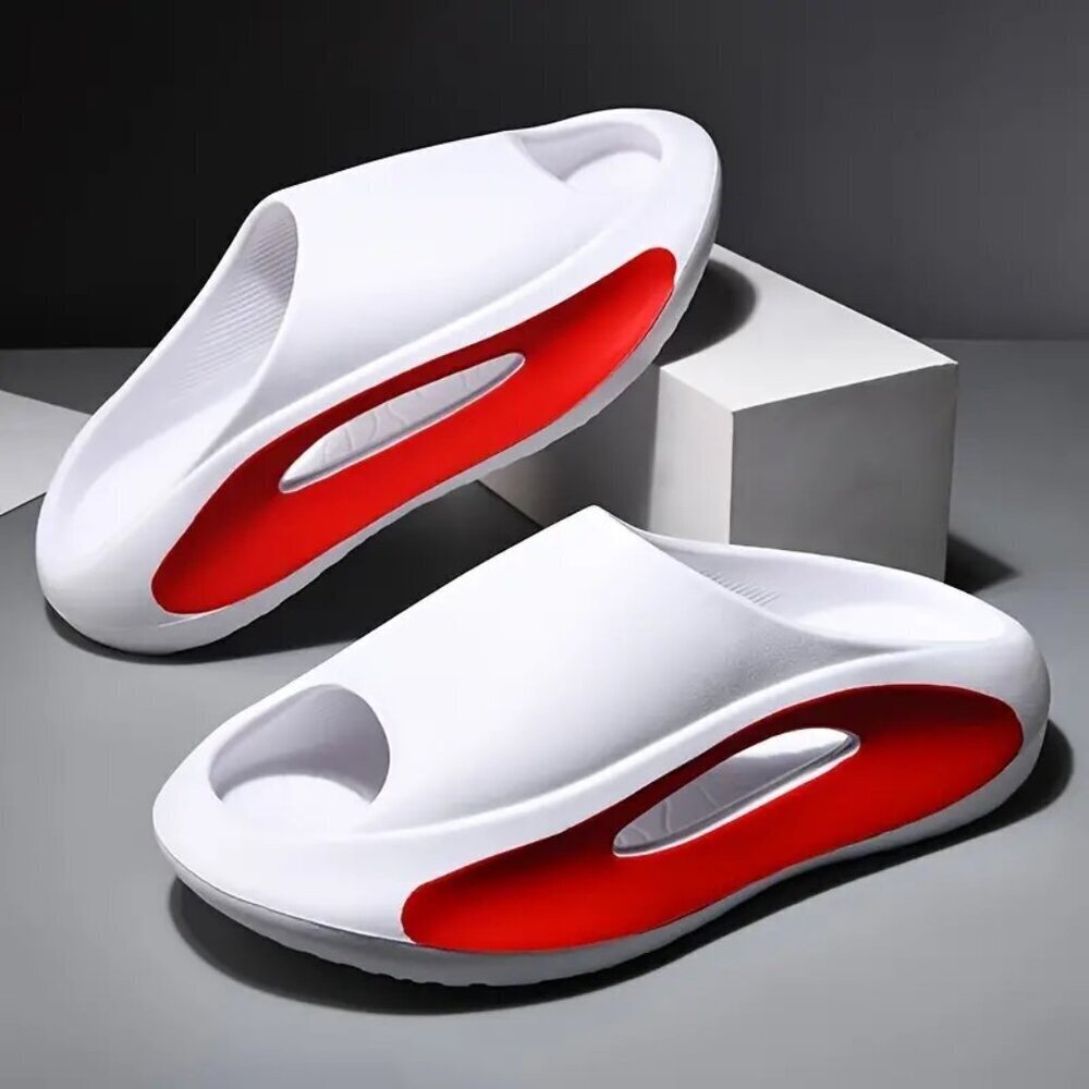 White Red Platform Slides Thick Sole Pool Beach Sandals Size 10.5-11